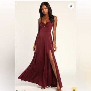 Lulu’s Fete Finery Burgundy Sleeveless Cutout Maxi Dress XL NWT
